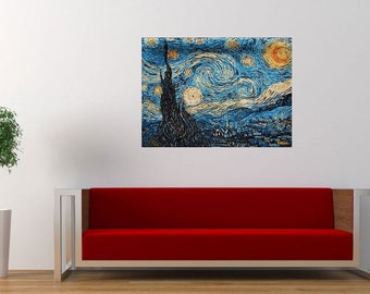 Belgian Tapestry Wall Hanging: Van Gogh Starry Night Art