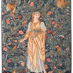 Flora Tapestry Wall Hanging - William Morris Wall Decor - Goddess of Abundance Wall Tapestry Hanging - Belgian Wall Hanging Tapestry