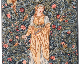 Flora Tapestry Wall Hanging - William Morris Wall Decor - Goddess of Abundance Wall Tapestry Hanging - Belgian Wall Hanging Tapestry