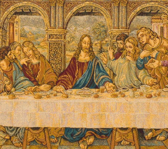 Last Supper Wall Art Last Supper Tapestry Wall Hanging Da Vinci Wall Decor Religious Art Last Supper Wall Hanging Tapestry Etsy
