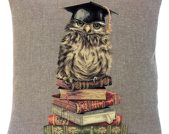 Owl Tapestry Pillow Cover: Forest Animal Book Decor (18x18, Handmade in Belgium)
