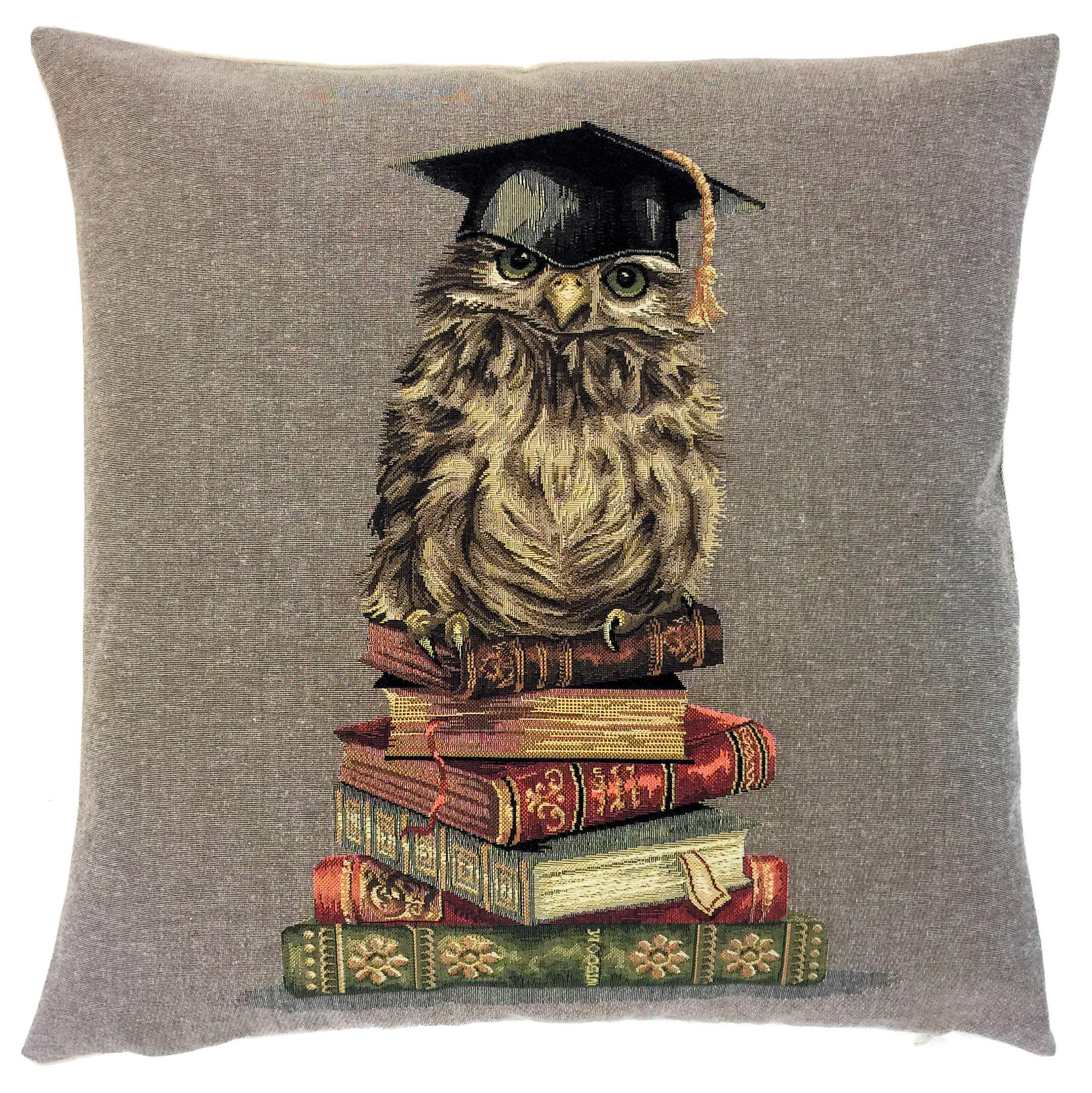 Owl Tapestry Pillow Cover: Forest Animal Book Decor (18x18, Handmade in Belgium)
