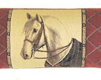 horse draft stopper - belgian tapestry draught stopper - white horse tapestry draught excluder - BOL-4955