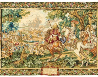 Louis XIV tapestry wall hanging - French Scene Wall Decor - Renaissance Tapestry Art - Unique Wall Hanging - French Royal Scenery