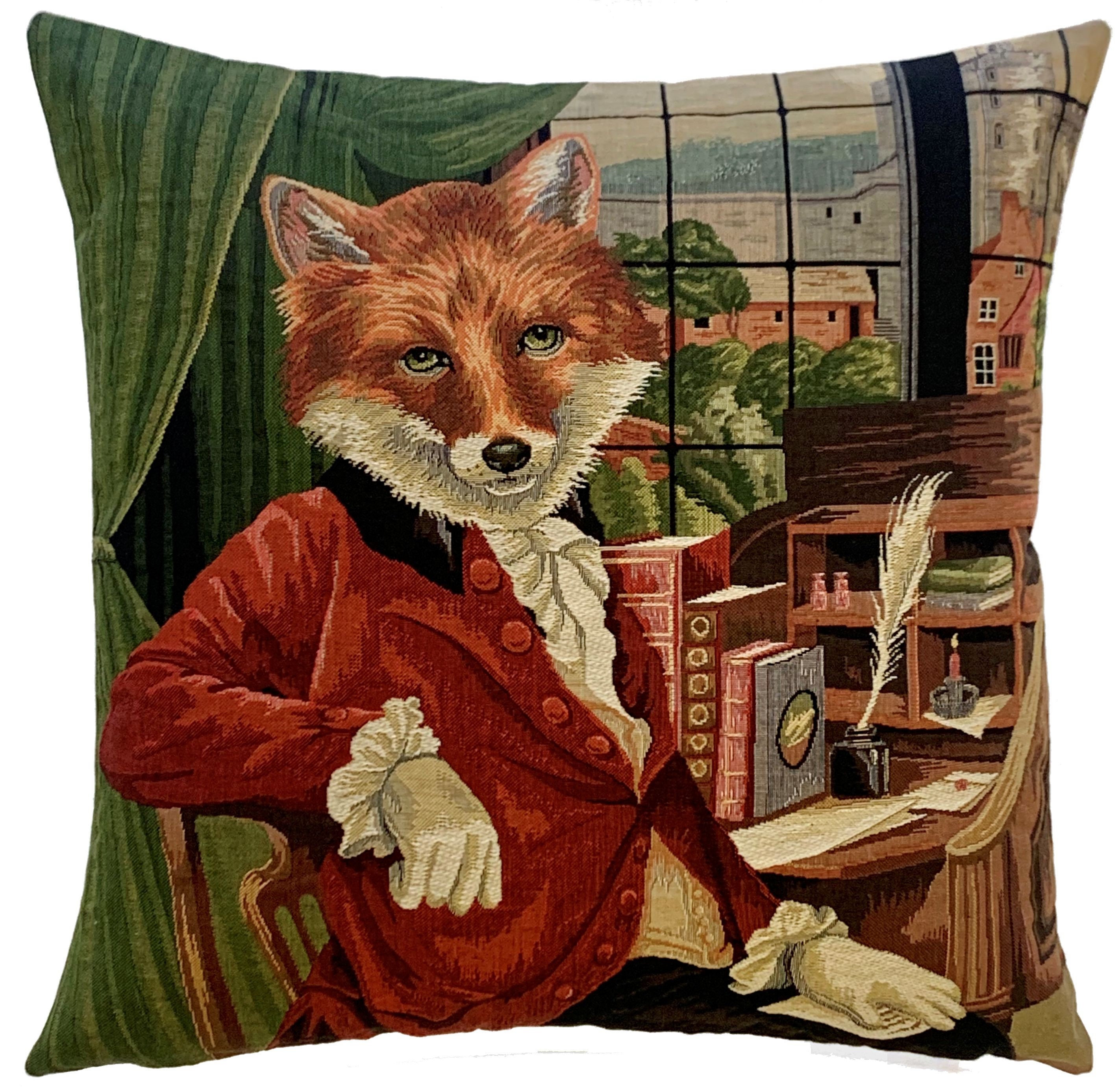 Mixed Media Original Fox Art on Cushion Foxy Frankie