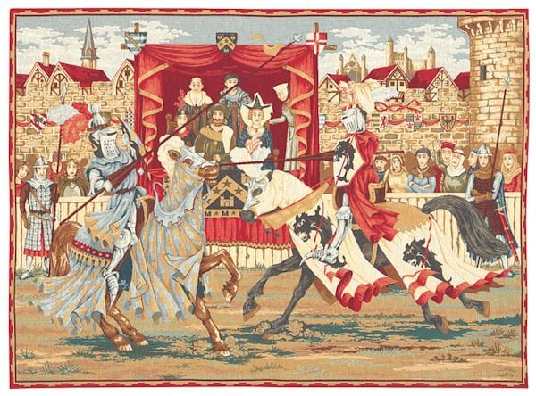 Belgian Gobelin Wall Tapestry Hanging Medieval Jousting Etsy