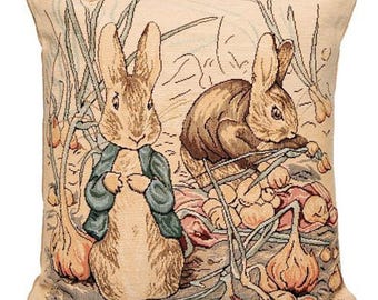 Peter Rabbit Gift - Peter Rabbit Pillow Cover - Beatrix Potter Gift - Beatrix Potter Pillow - 14x14 Belgian Tapestry Cushion Cover
