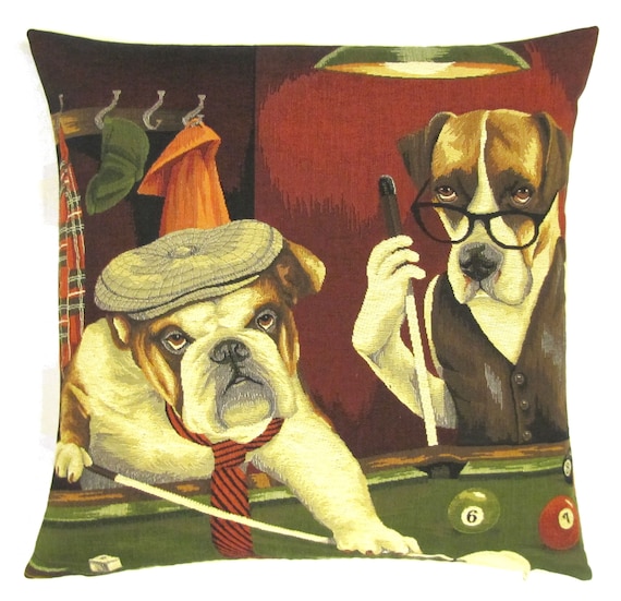 Chess Game Pillow Cover Funny Dog Decor Painted Bulldog Pillow Cover | Pitbulls