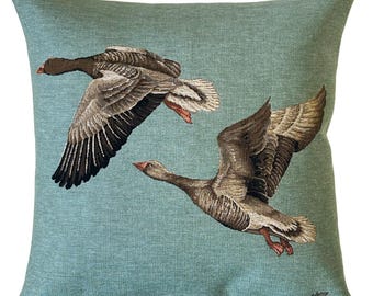 Goose Pillow Cover - Goose Lover Gift - Jacquard Woven Pillow Cover - 18x18 throw pillow - Goose Throw Pillow - Bird Decor