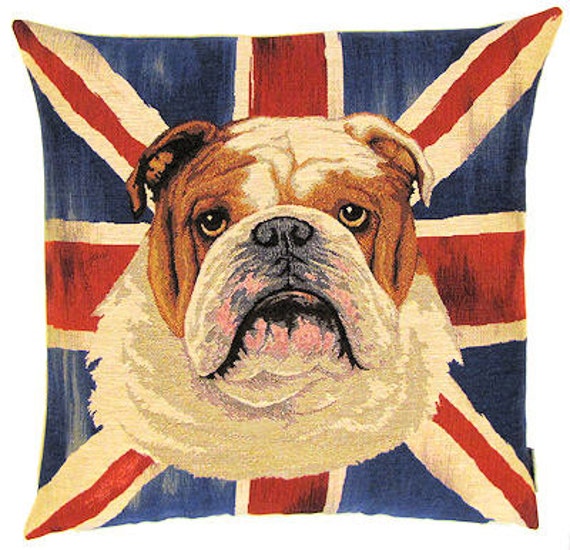 Bulldog Pillow Cover with Union Jack Bulldog pillow | Etsy