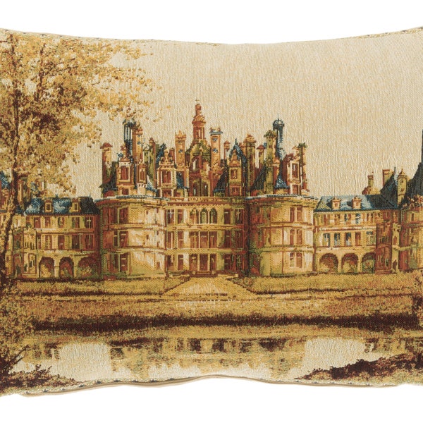 Couverture d’oreiller de château de Chambord - Français décor de château - cadeau de Français de décor - couverture de coussin de château de Chambord - couverture de coussin de tapisserie 14x18