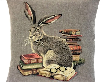 Rabbit Tapestry Pillow Cover: Belgian Cotton, Forest Decor