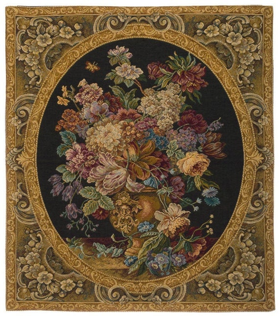 Tapisserie murale vintage Gobelin Nature morte signée GRH Vendue à la pièce - France