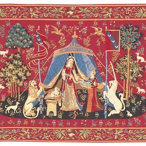 Unicorn wall tapestry hanging - Unicorn Wall Tapestry - Lady and the Unicorn tapestry wall hanging - Unicorn Wall Decor