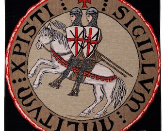 Belgian Tapestry: Templar Knights Seal, Jacquard Woven Wall Decor (25x19)