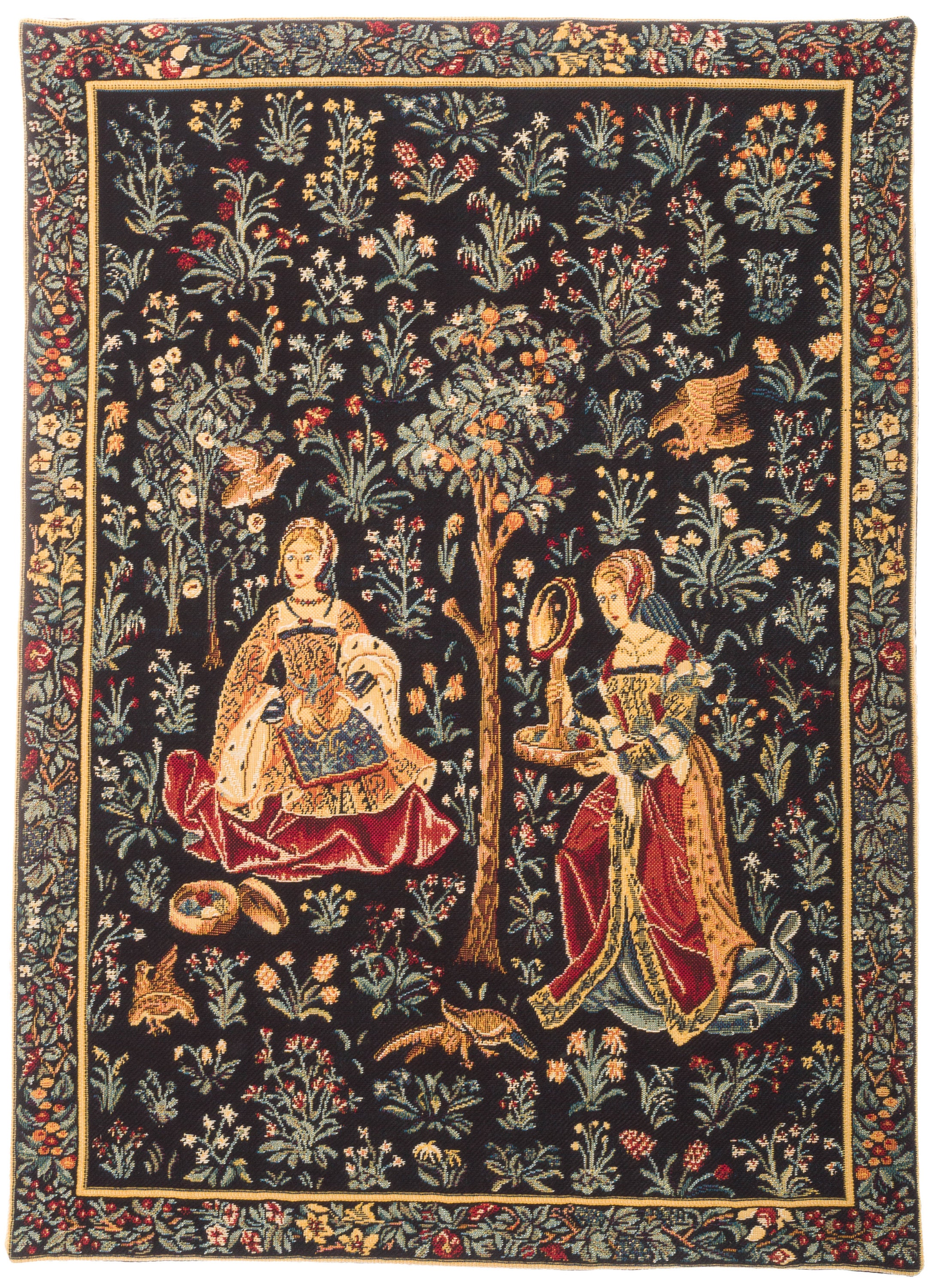 Medieval Tapestry : Lady And Unicorn Medieval Tapestry Five Senses Ii