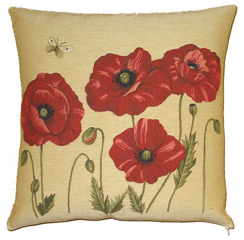 Poppies Pillow Cover Poppy Decor Throw Pillow Poppies Gift Etsy