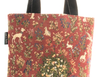 Wandteppich Einkaufstasche Baum des Lebens - mittelalterliche Handtasche - rote Hobo Tasche - Wandteppich Umhängetasche - Jacquard gewebte Einkaufstasche - mittelalterliche Kunst