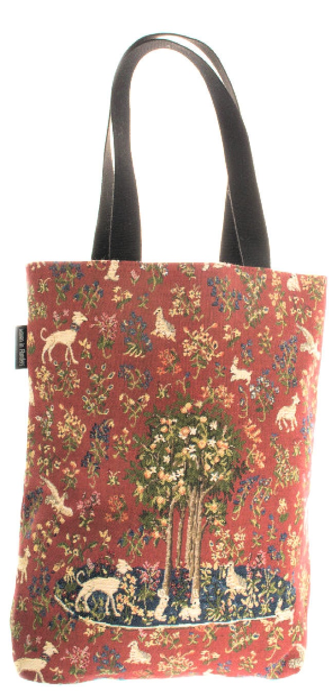 tapestry tote bag Tree of Life - medieval handbag - red hobo bag - tapestry  shoulder bag - jacquard woven tote bag - medieval art