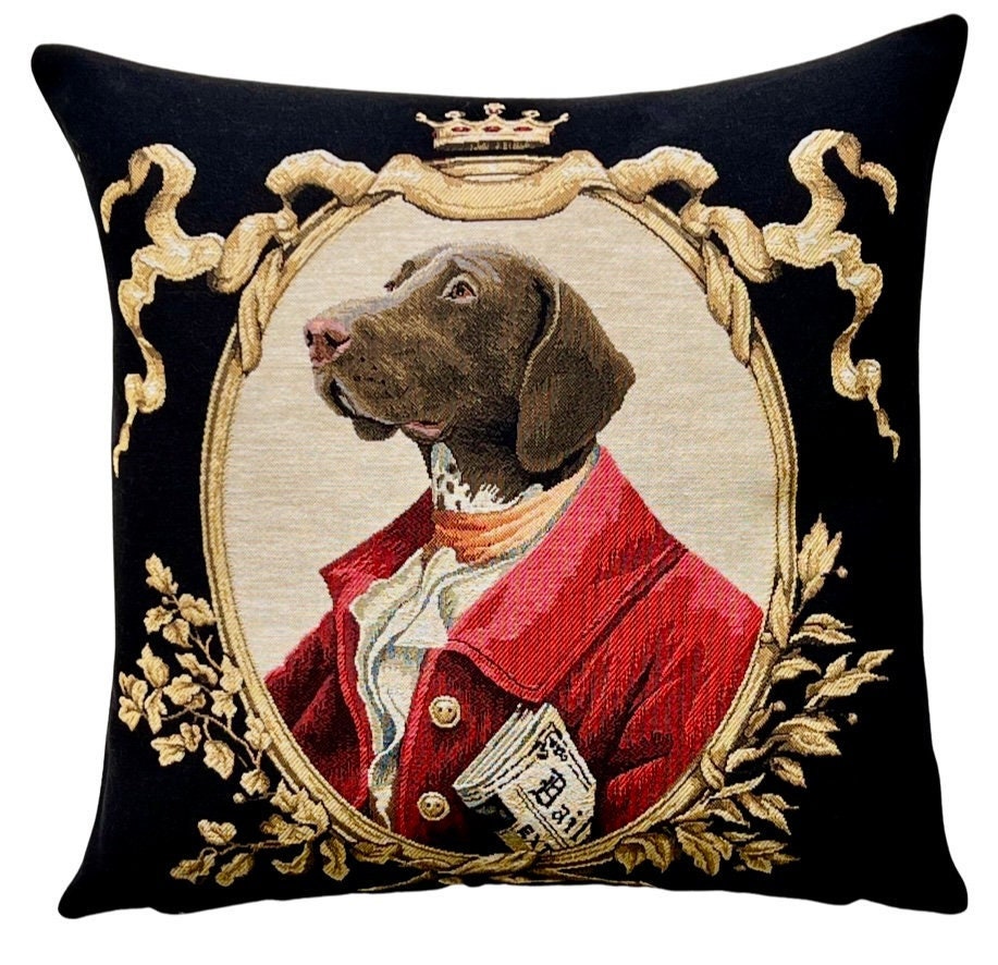 Pointer Pillow Cover Dog Decor Anthropomorphic throw pillow 18x18 Belgian Tapestry Cushion Cover Pointer Dog Gift