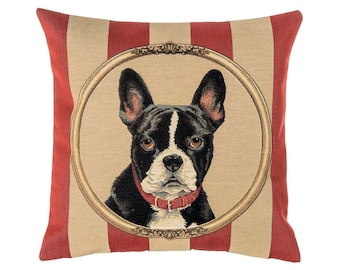 French Bulldog Tapestry Pillow Cover: Belgian Cotton, 18x18