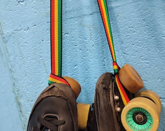 Rasta Skate leash / skate strap /roller skate carrier / skater made / skate holder / roller skates / colourful/ skate carry strap