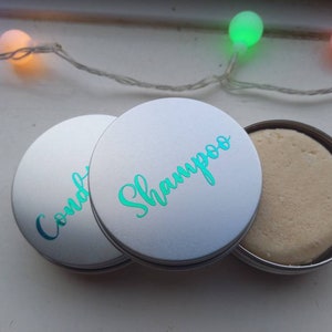 Tins for solid shampoo, conditioner and other circular bars. Storage tins, aluminium eco friendly non plastic, soap tin. Makeup