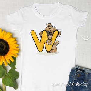 Carta de oso de peluche W Machine Embroidery Design - 4 tamaños