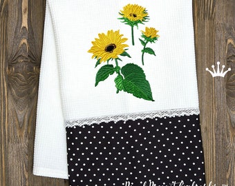 Three Sunflowers Machine Embroidery Design - 6 sizes