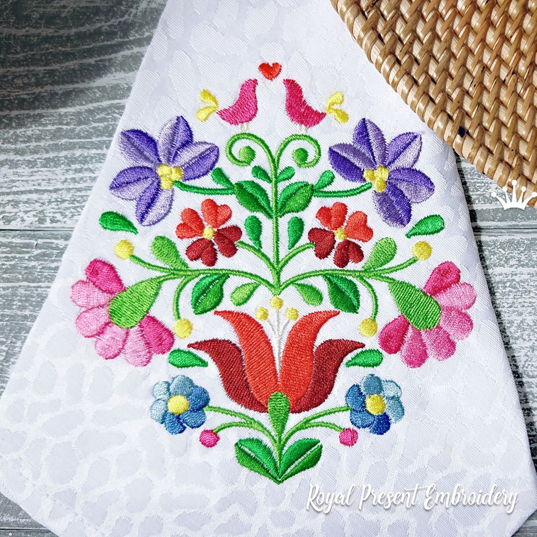 Kalocsai Floral Folk Machine Embroidery Design - 2 Sizes - Etsy