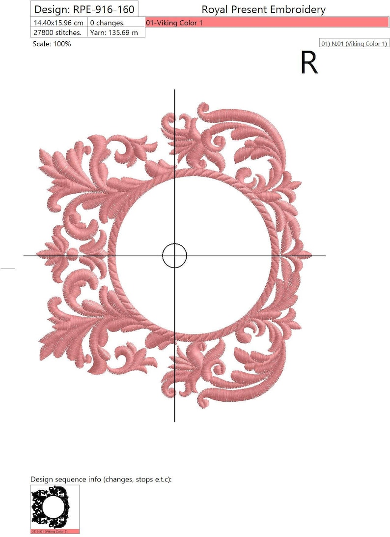 Machine Embroidery Design  Classic Monogram Blank  3 sizes image 3