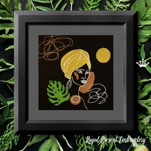 African girl portrait Machine Embroidery Design - 3 sizes