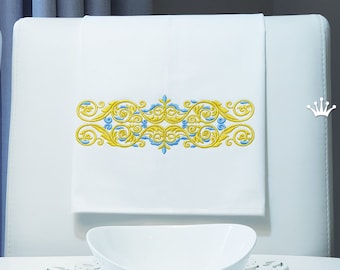 Border Gold and blue Machine Embroidery Design - 5 sizes