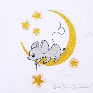 Diseño de bordado a máquina: Ratón en la luna