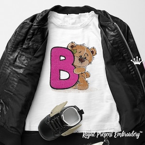 Ours en peluche lettre B Machine Broderie Design - 4 tailles