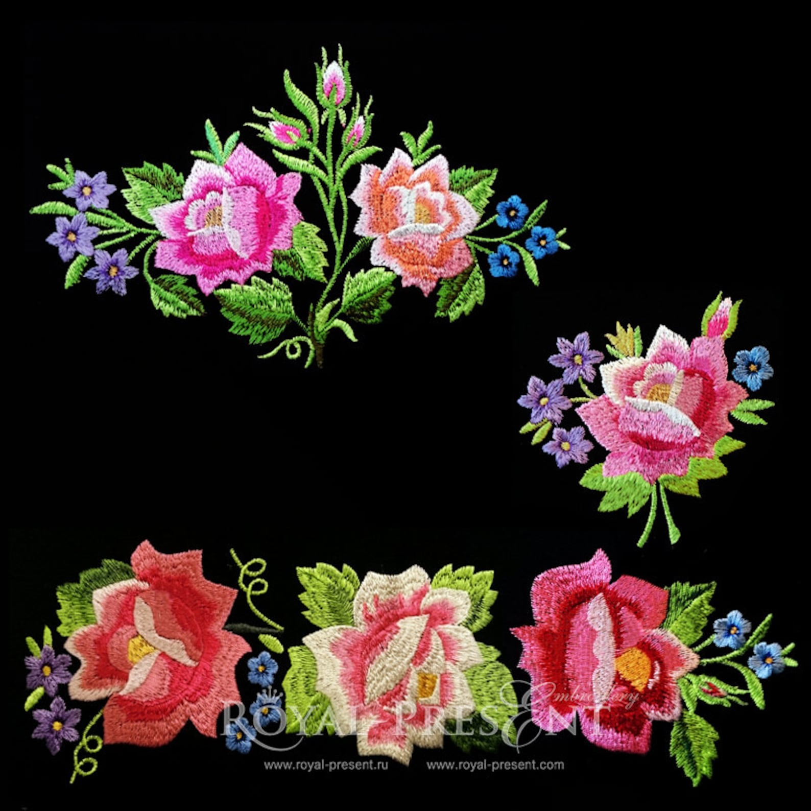 Set of 3 Machine Embroidery Designs Polish Folk Roses Etsy