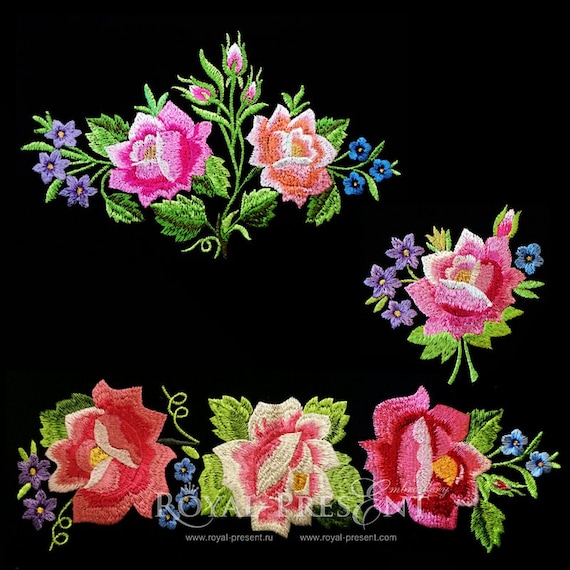 Buy Set of 3 Machine Embroidery Designs Polish Folk Roses Online