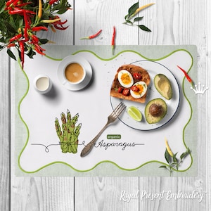 Organic Asparagus Machine Embroidery Design - 4 sizes