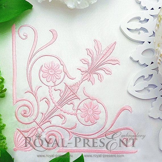 Machine Embroidery Design Classic corner decor 3 sizes Etsy