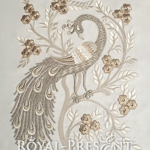 Machine Embroidery Design Peacock 3 sizes image 1