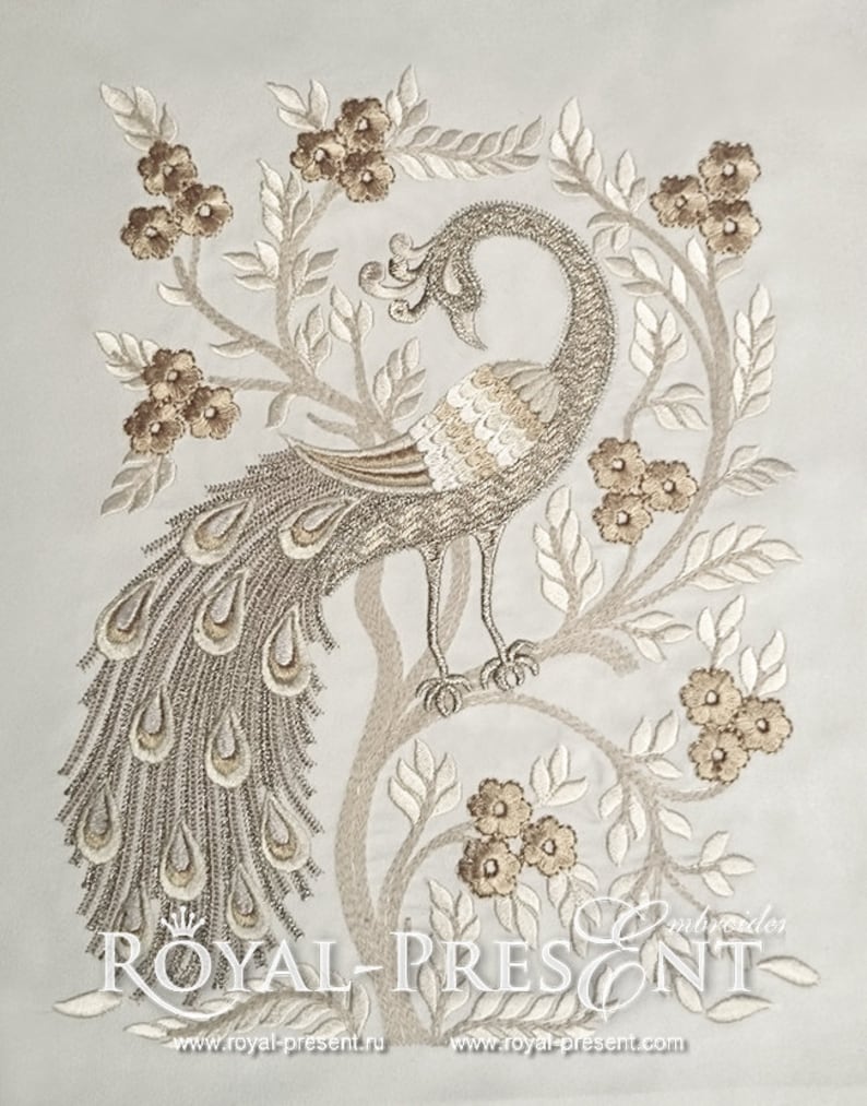 Machine Embroidery Design Peacock 3 sizes image 1