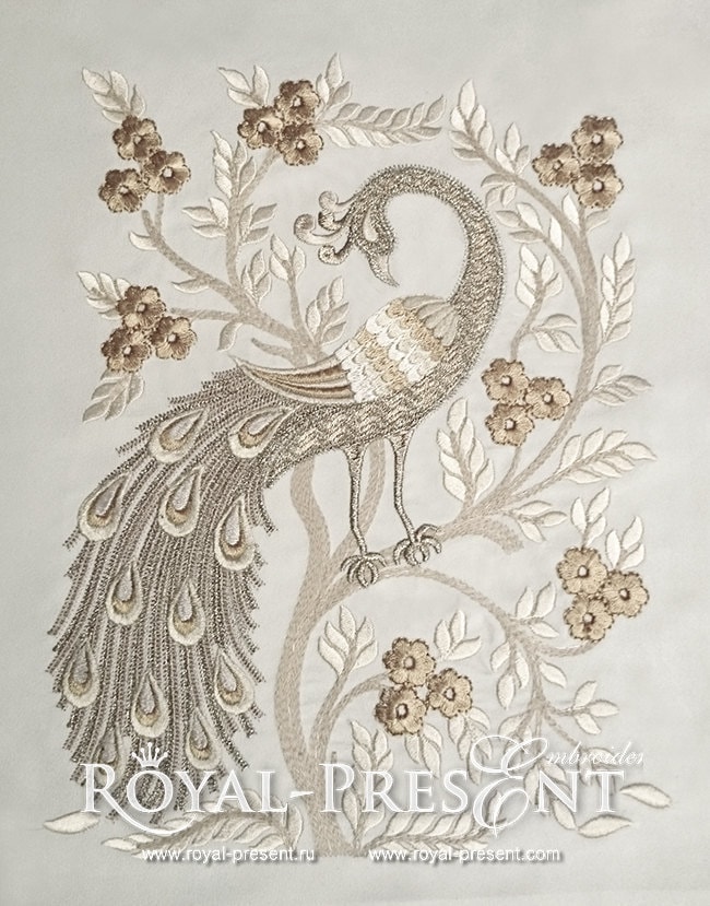 Machine Embroidery Design Peacock 3 sizes Etsy