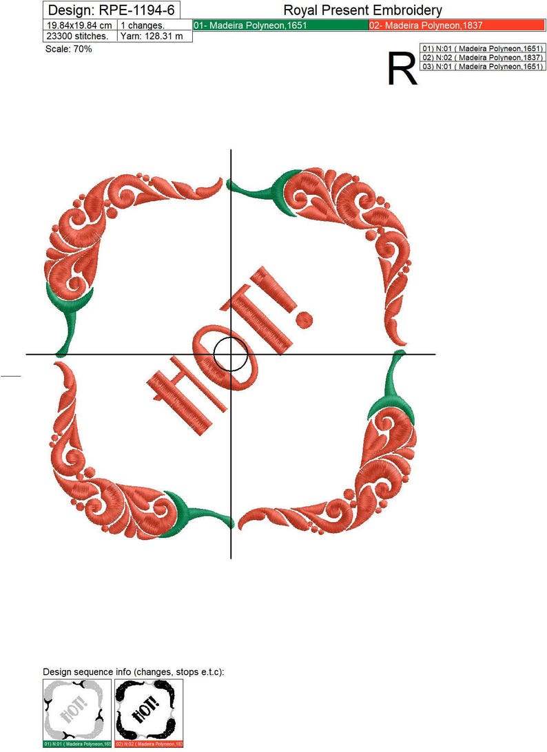 6 sizes Machine embroidery design Chilli Pepper frame