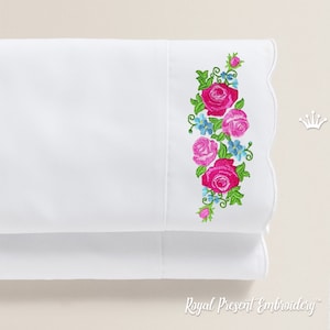 Border Machine Embroidery Design Pink Roses - 2 sizes