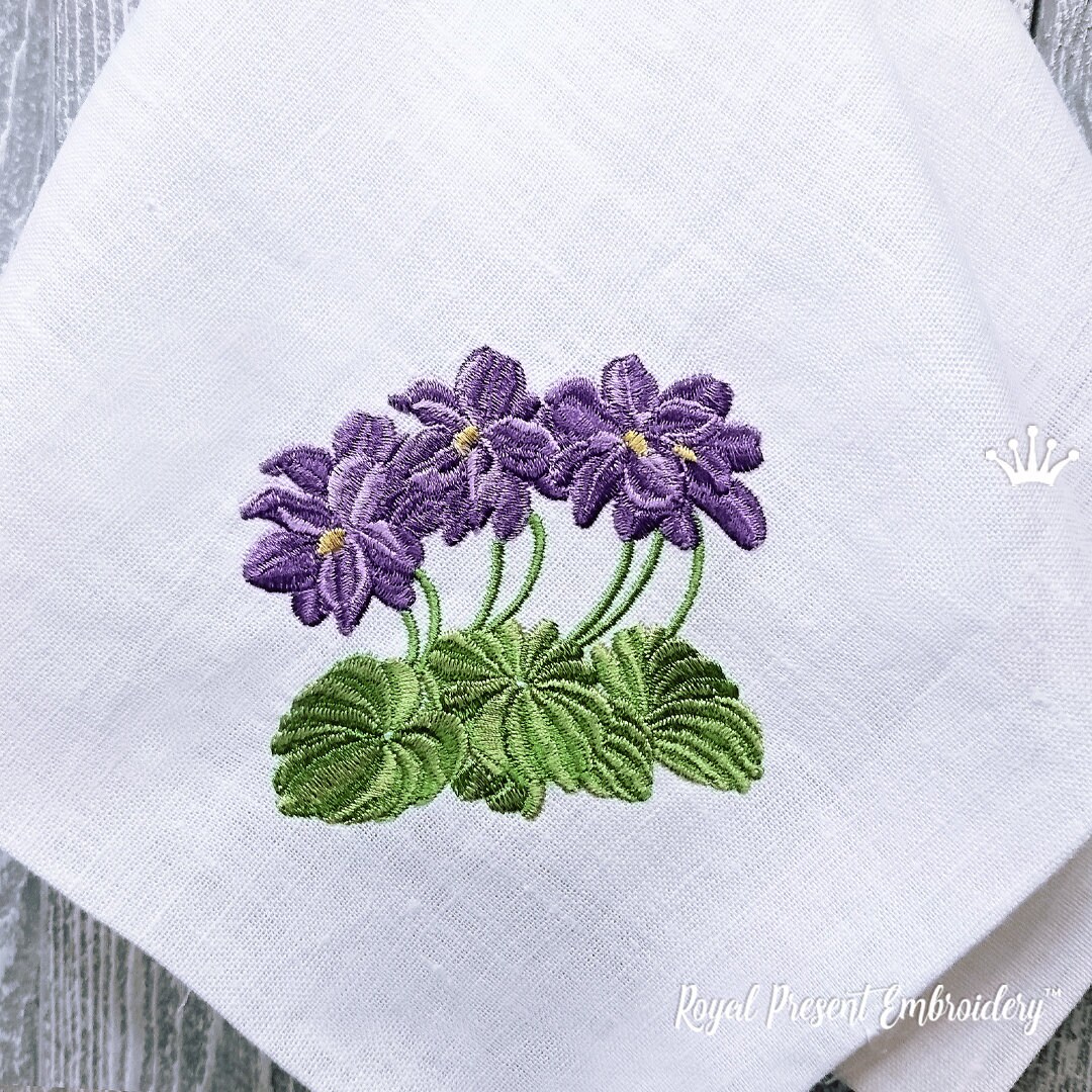Violet Flowers Machine Embroidery Design Etsy