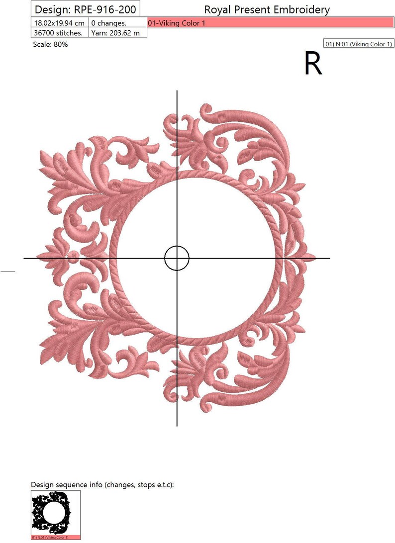 Machine Embroidery Design  Classic Monogram Blank  3 sizes image 2