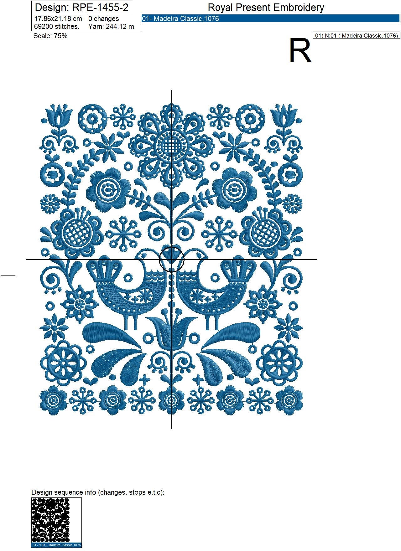 Scandinavian Floral Pattern Machine Embroidery Design - 3 Sizes - Etsy