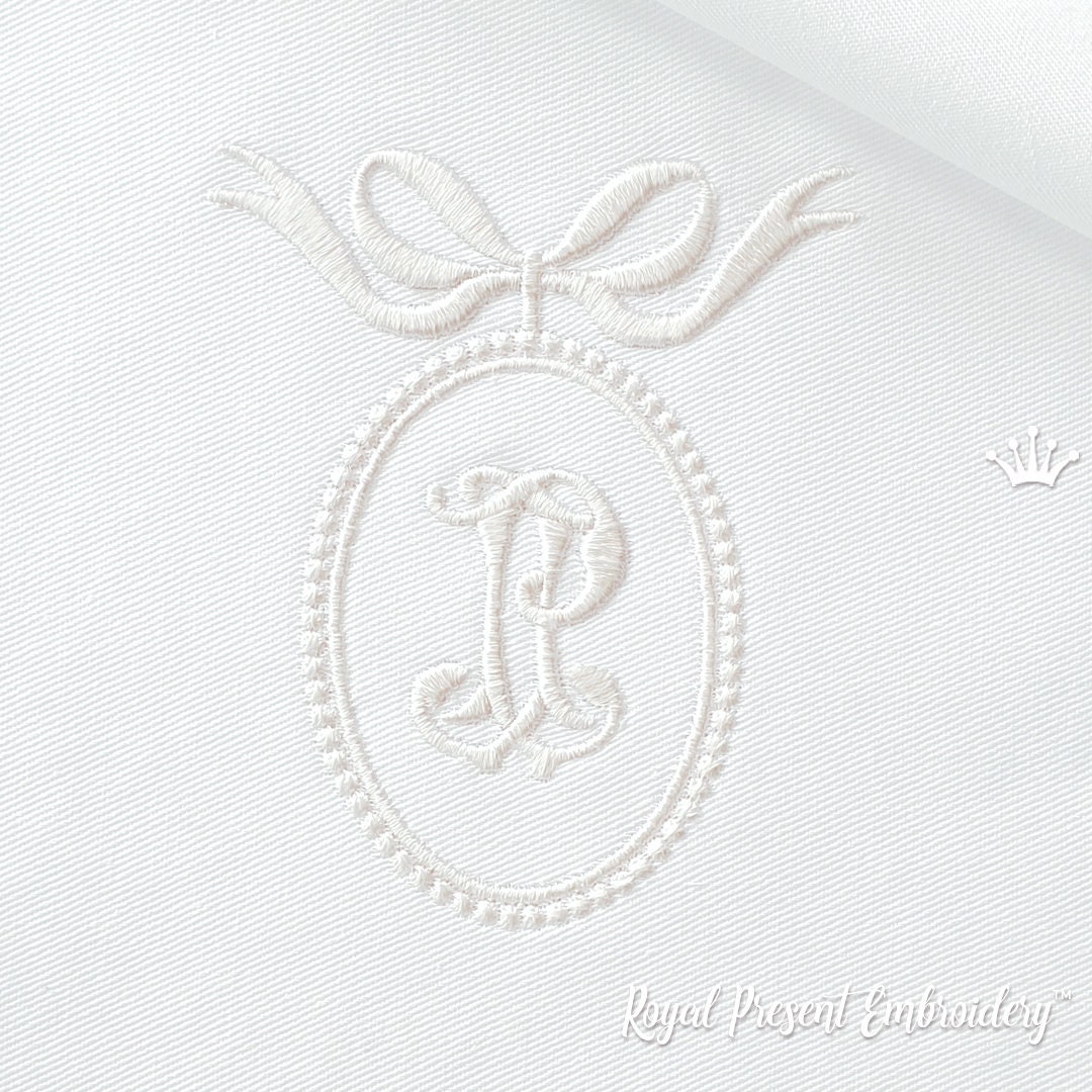 3D frame with bow Machine embroidery design