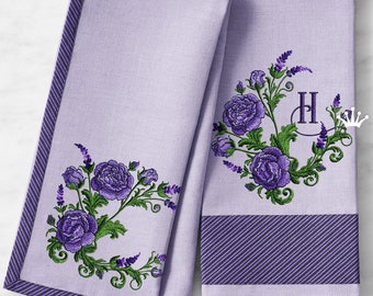 Frame Lavender and Rose Machine Embroidery Design - 3 sizes