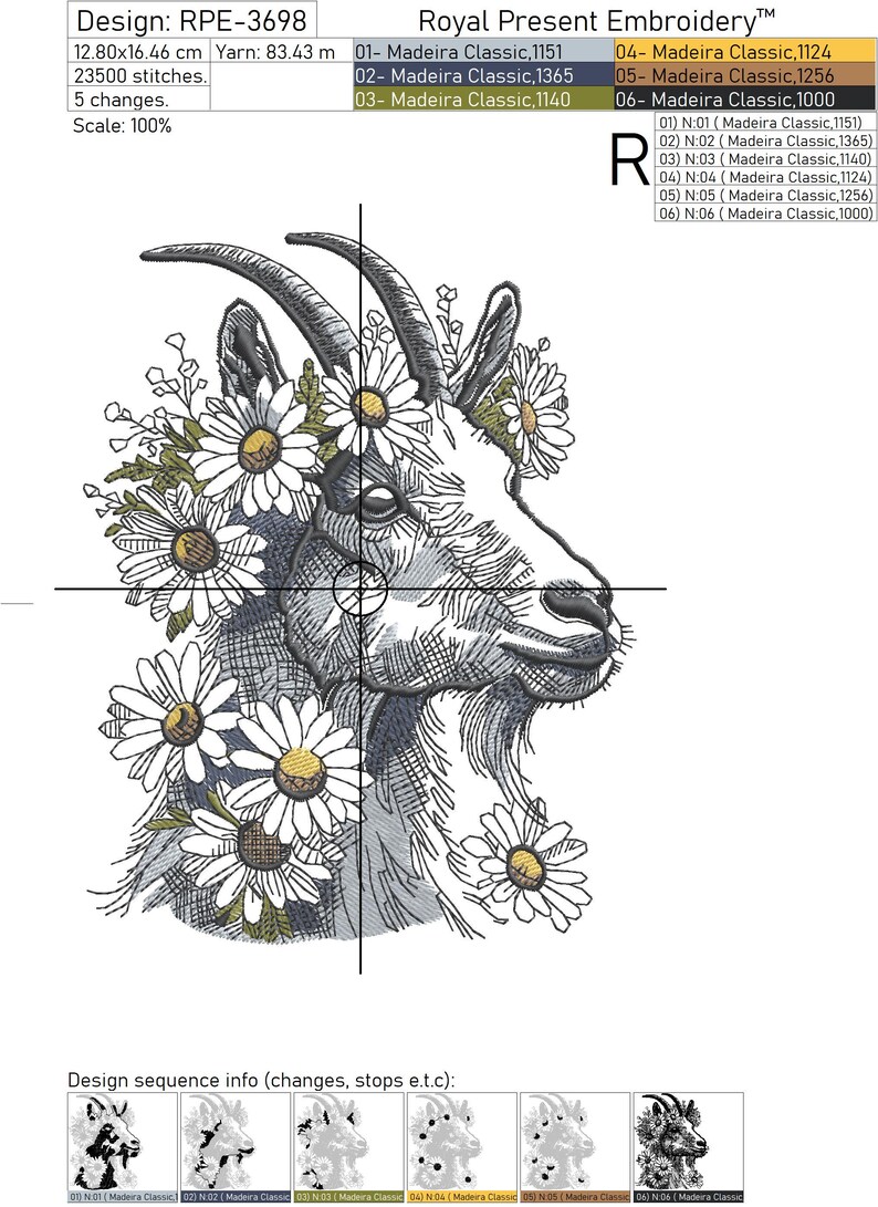 Goat Thread Goat in Daisies Set Machine Embroidery Design - 4 Sizes - Etsy